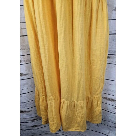 Old Navy Yellow Orange Gauze Dress XXL Petite Ruffled Maxi Flutter Slv Cotton - Picture 4 of 10